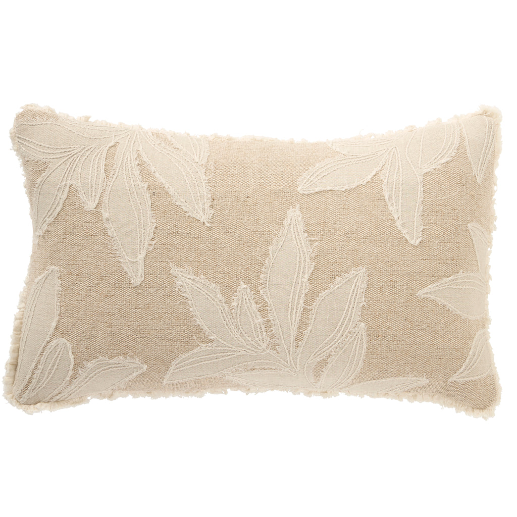 Luxury Coco Palms Pillow, 30x50, Applique and Embroidered Design with Jute Blend Edging