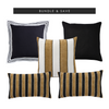 Chic Noir Decorative Cushion Cover Bundle – Linen Piping Black, Linen Milano Black, and Tulum Tobacco Throw Pillows for Modern Home Decor