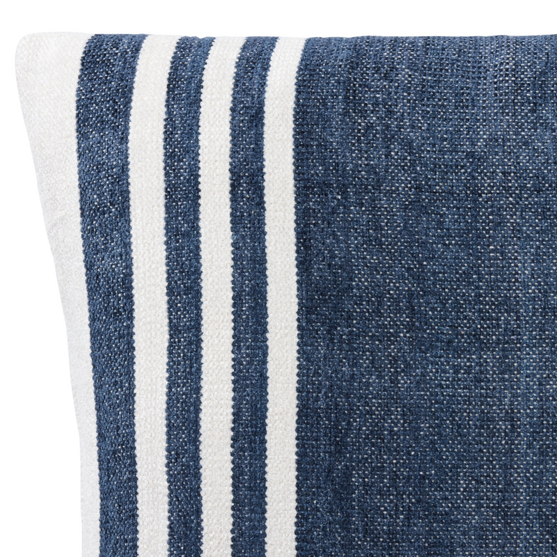 Close-up of Rhode Island Stripe Navy Pillow fabric